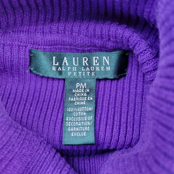 Lauren Ralph Lauren Womens Purple Turtleneck Pullover Cotton Petite PM Capsule - Picture 4 of 5